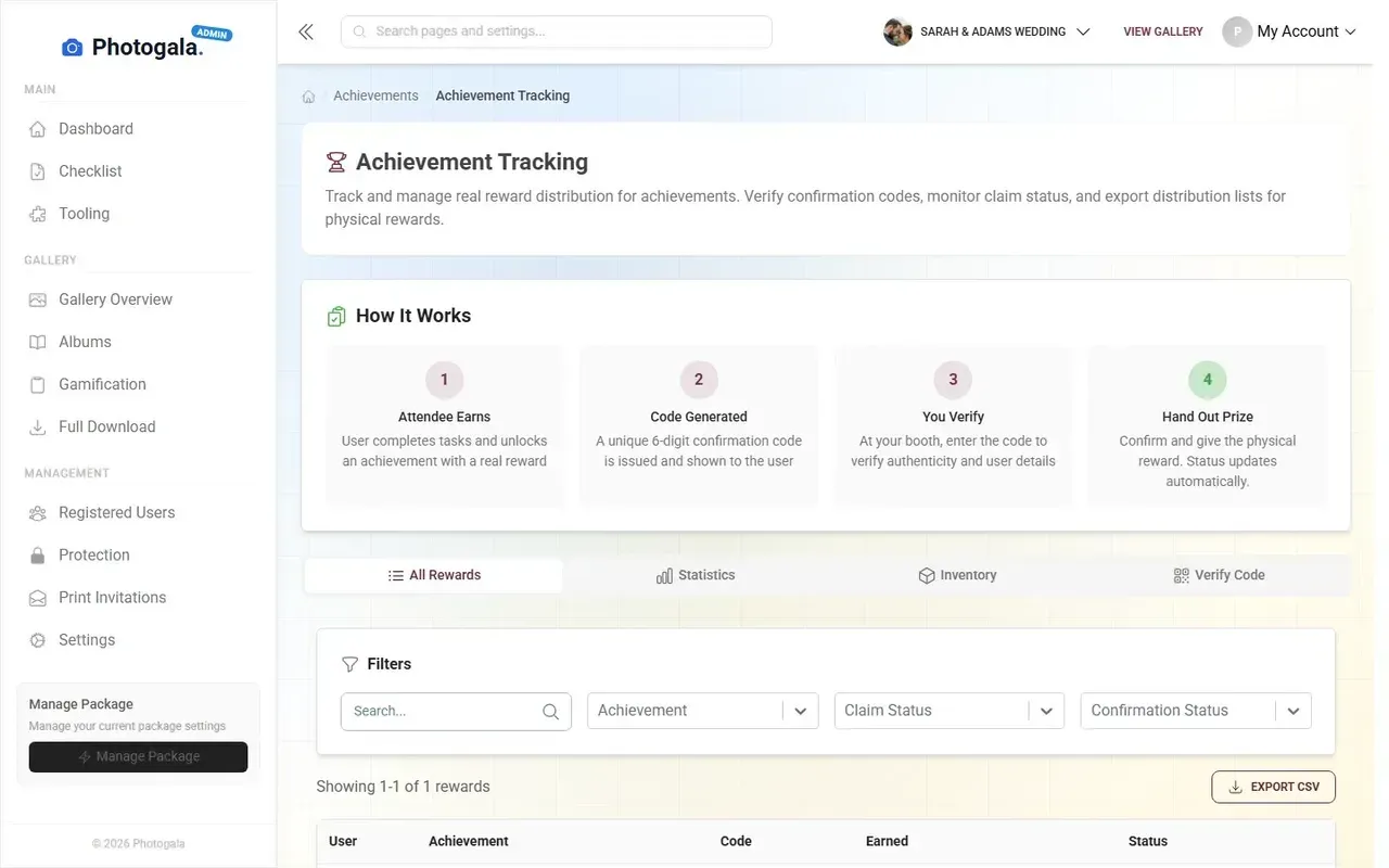 Challenge progress tracking showing completed and remaining tasks