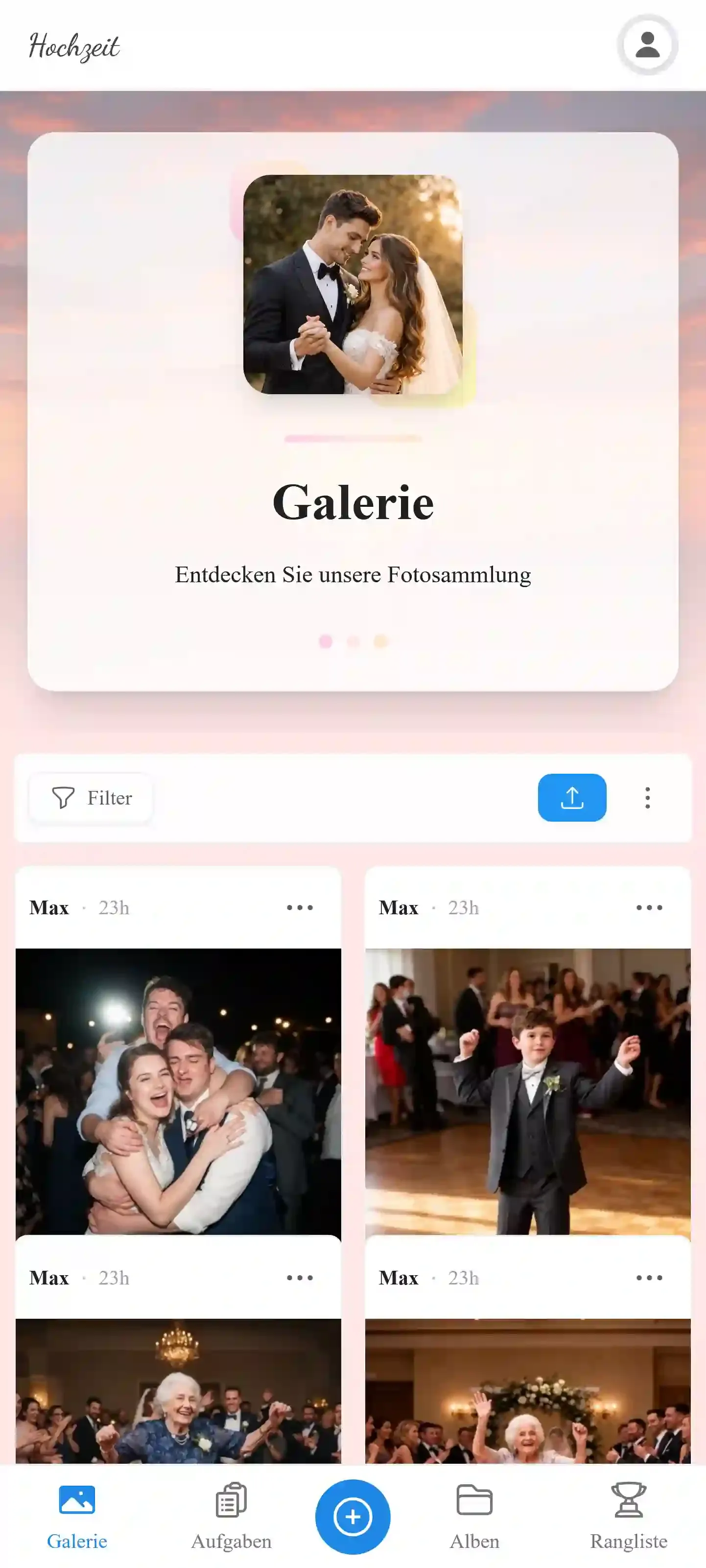 Galerie mit kräftigem Branding-Stil und lebhaften Akzentfarben