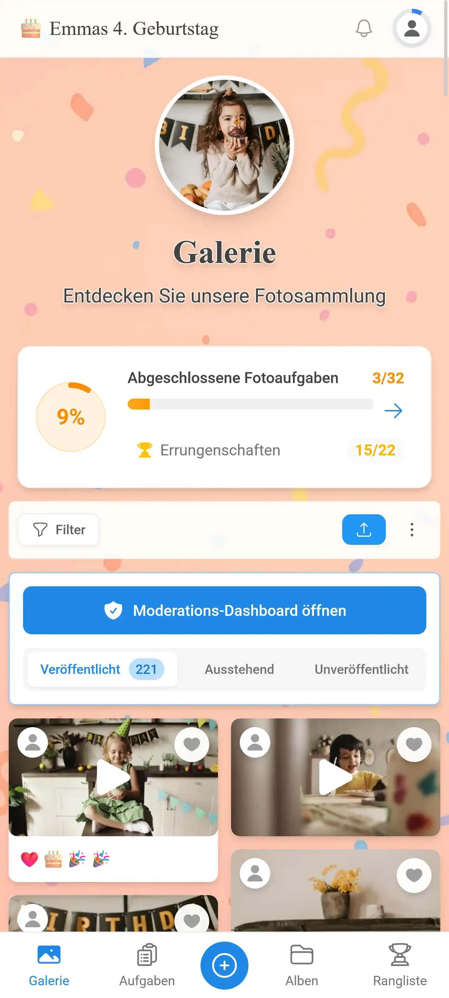 Moderationsansicht der Galerie