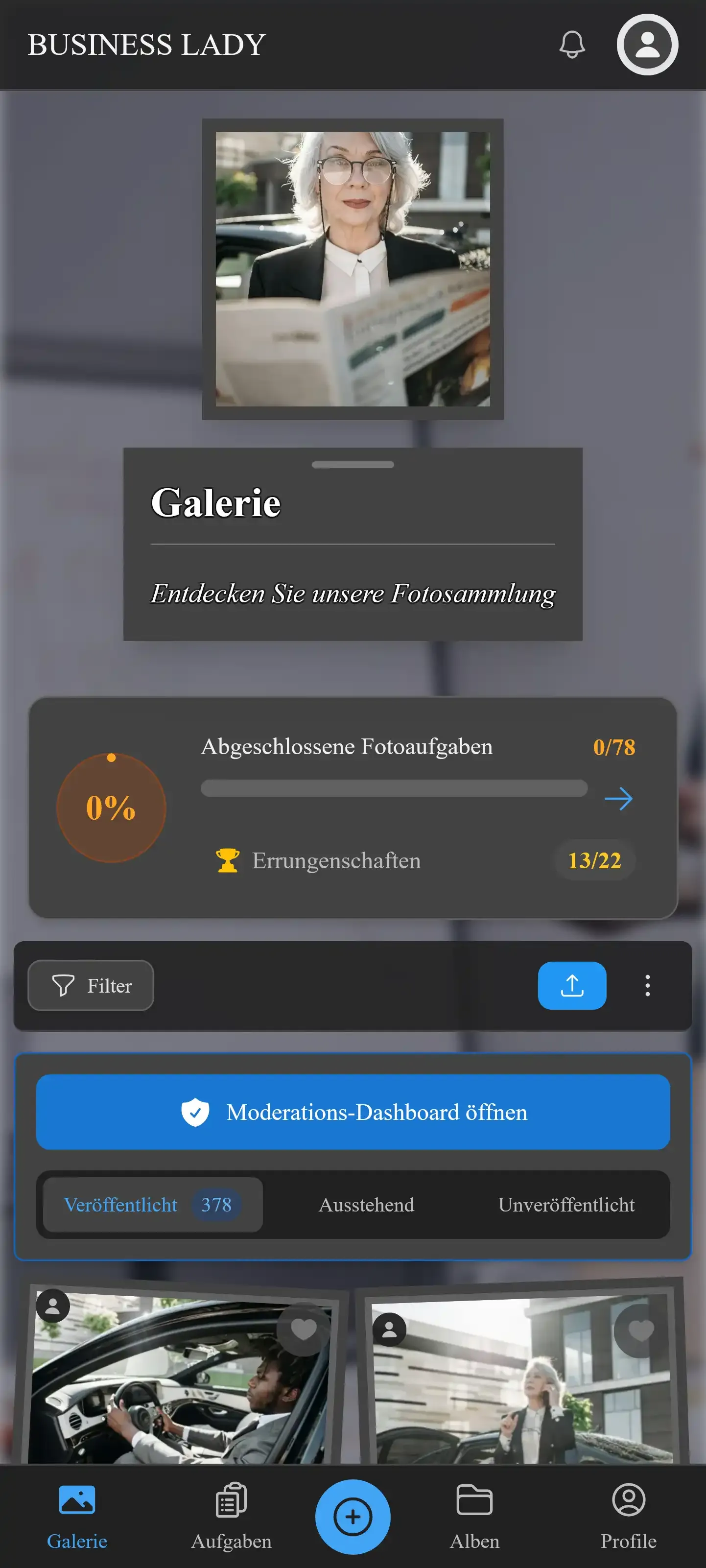 Firmen-Event-Galerie in der Moderator-Ansicht