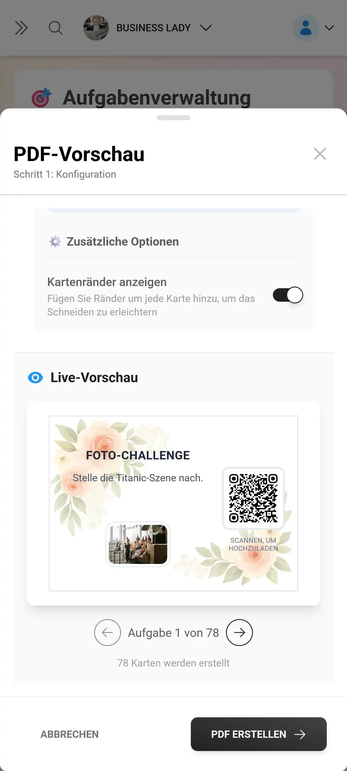 Druckbare QR-Code-Tischkarten