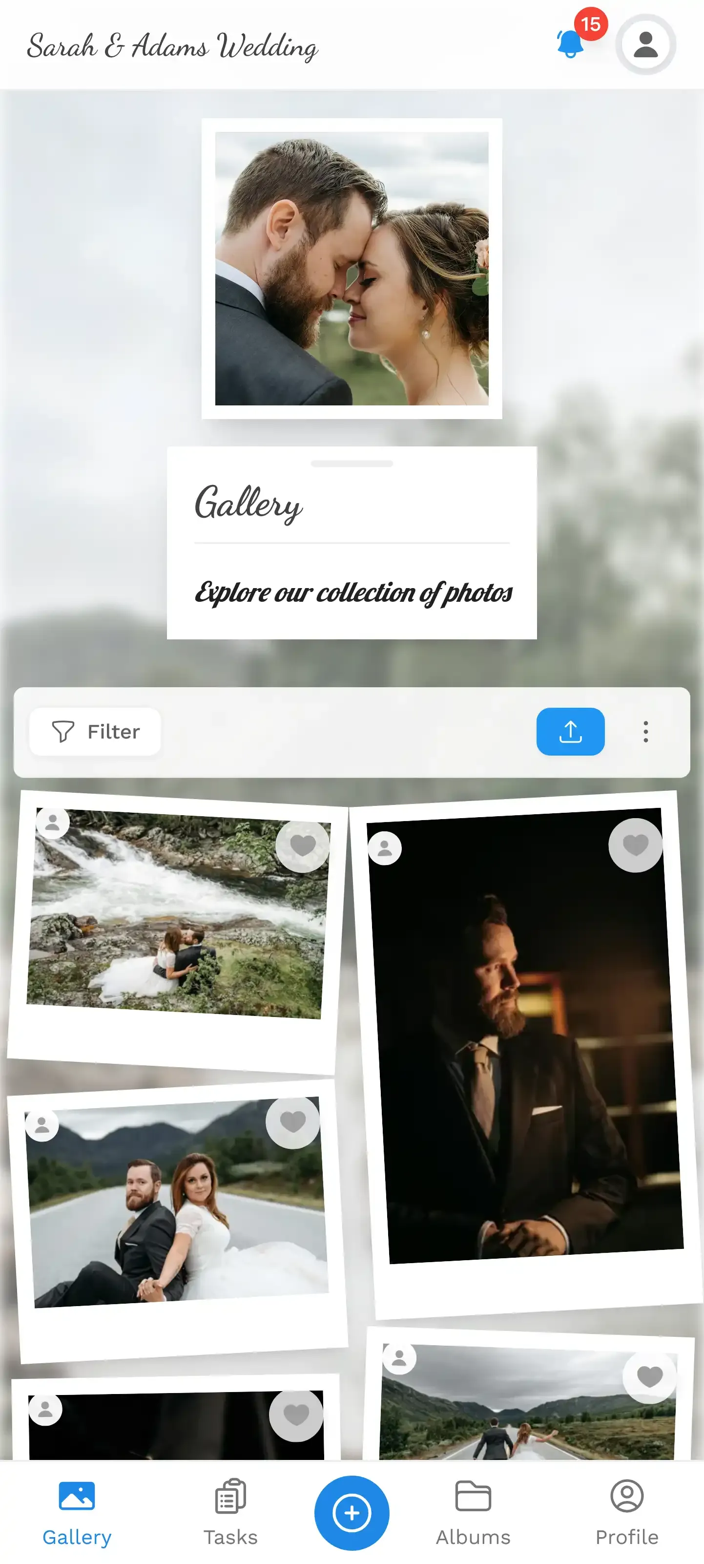 Wedding gallery view on guest's phone