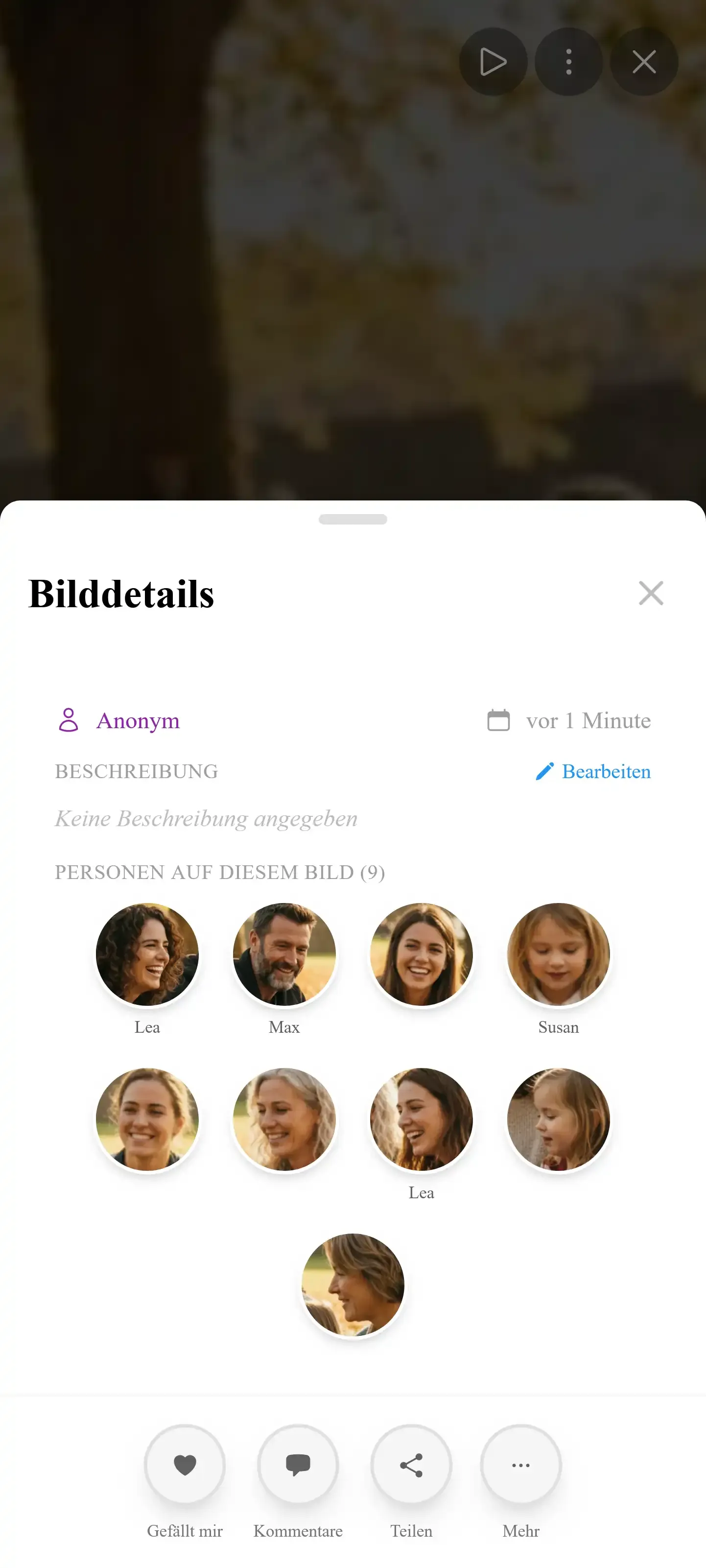 Gesichtscluster-Details mit gruppierten Fotos