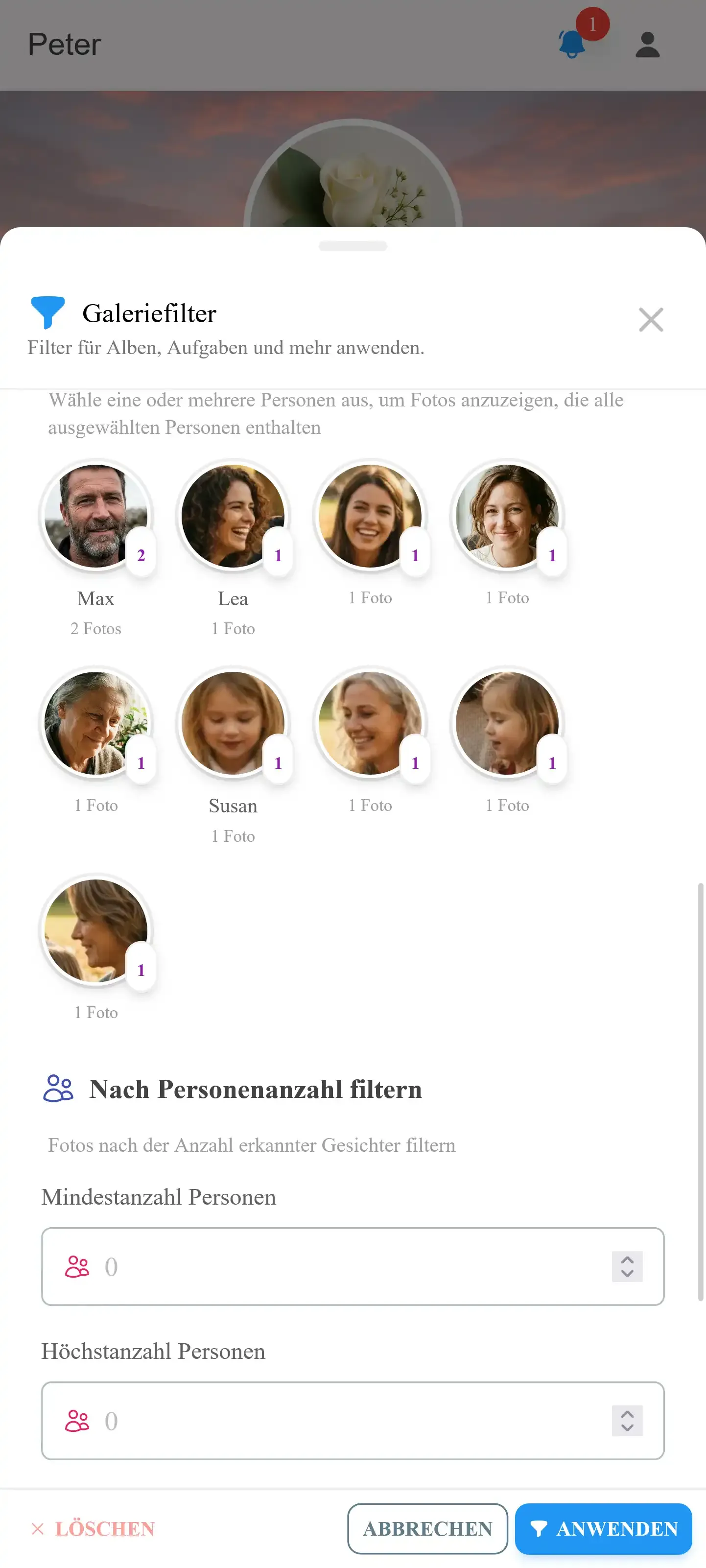 KI-Gesichtserkennungsfilter mit Clustern