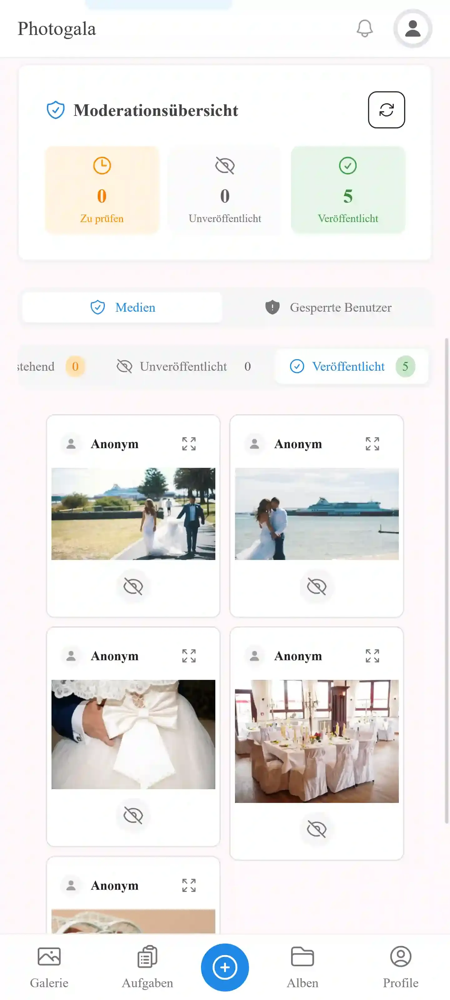 Mobile Moderationsansicht