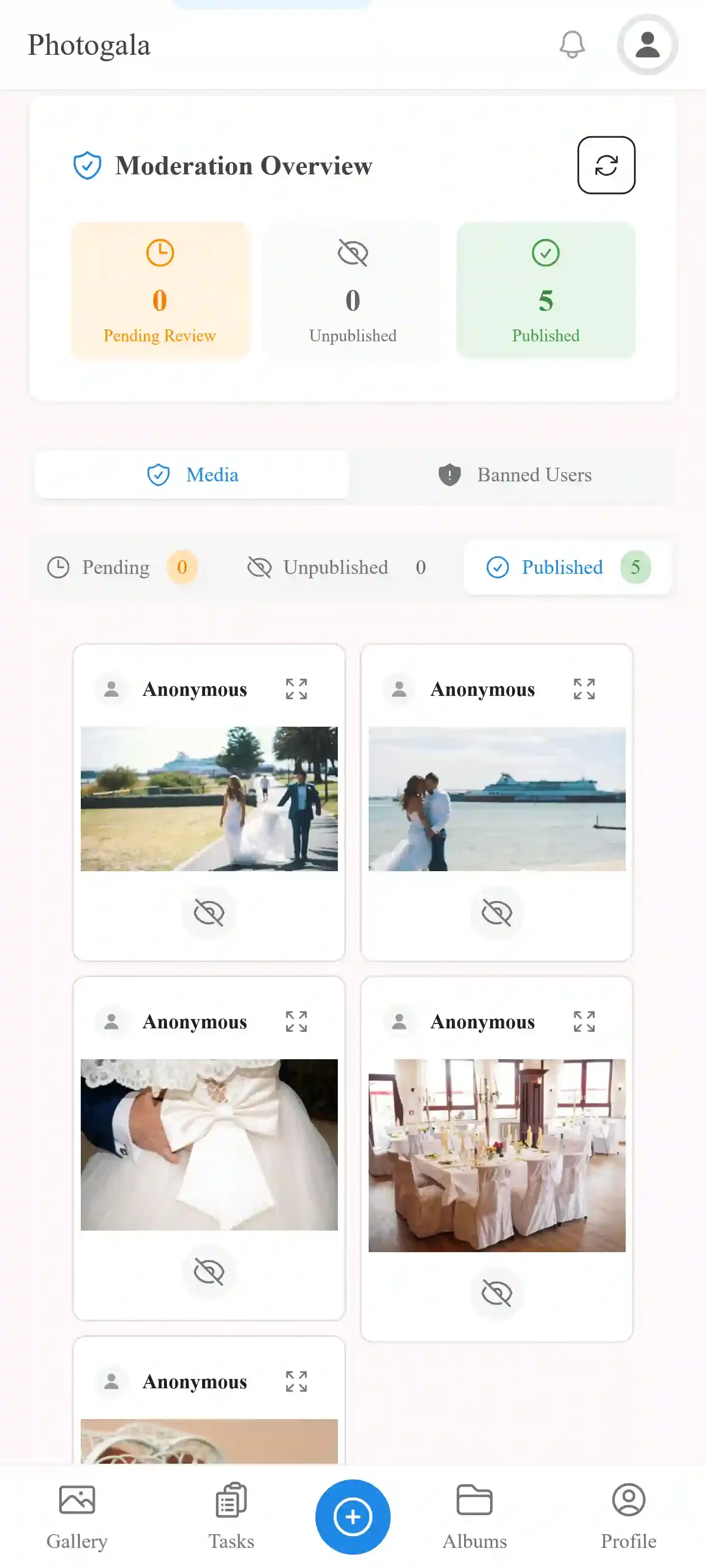 Mobile moderation view