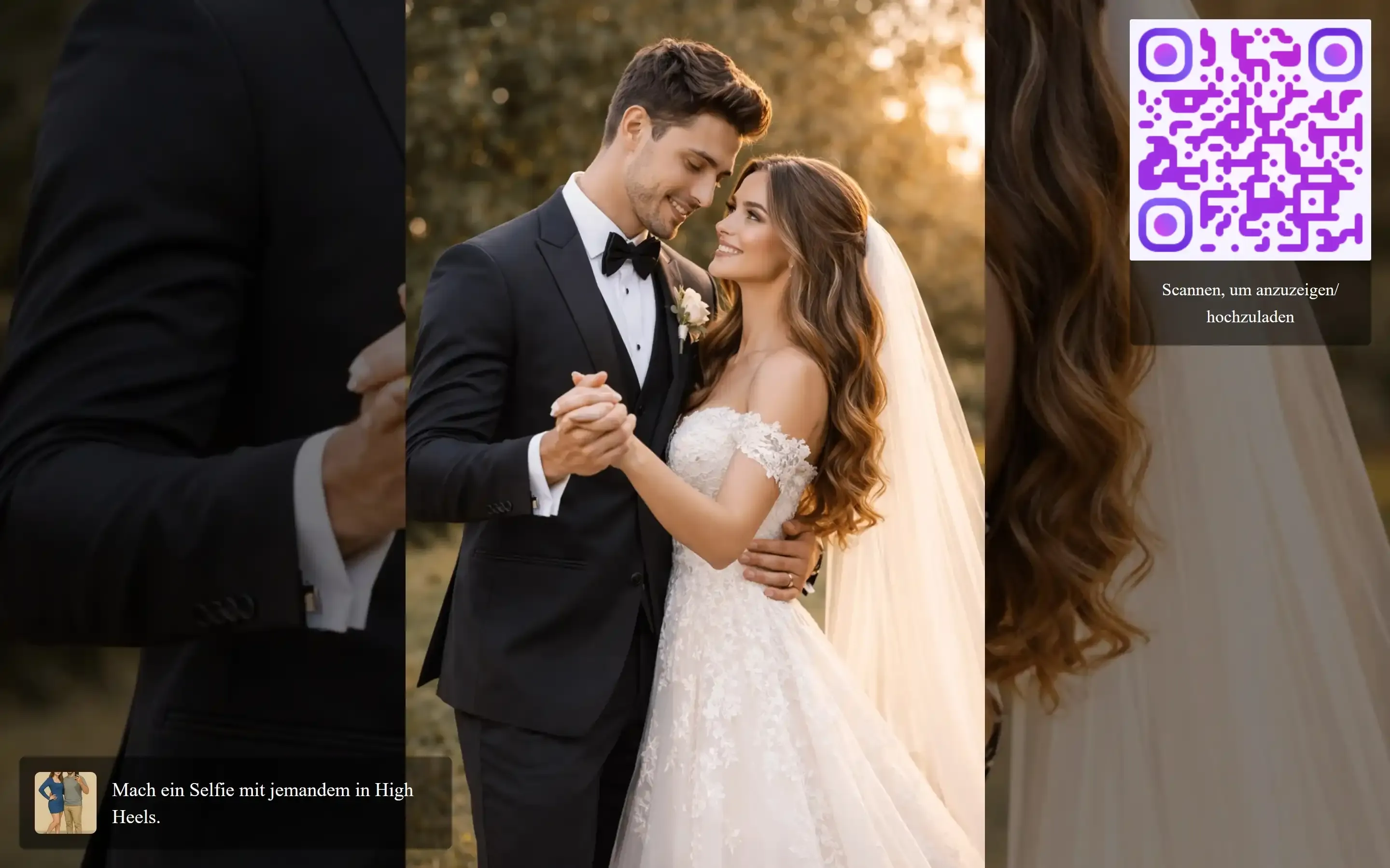 Live-Fotowand auf einem TV-Bildschirm mit pulsierendem LIVE-Indikator