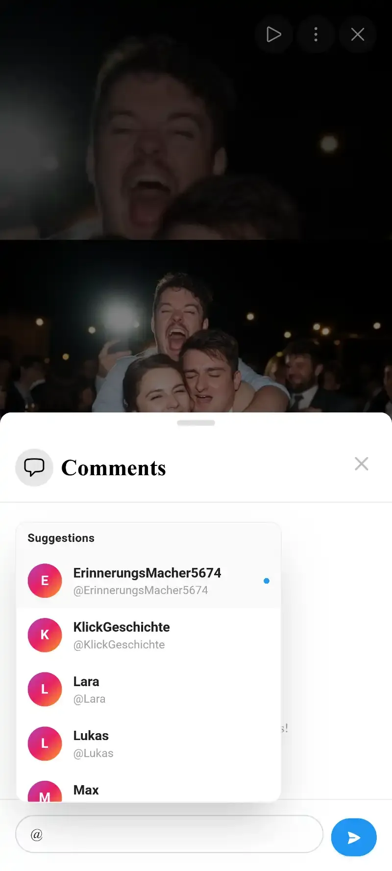 Comments and mentions on a photo in Photogala
