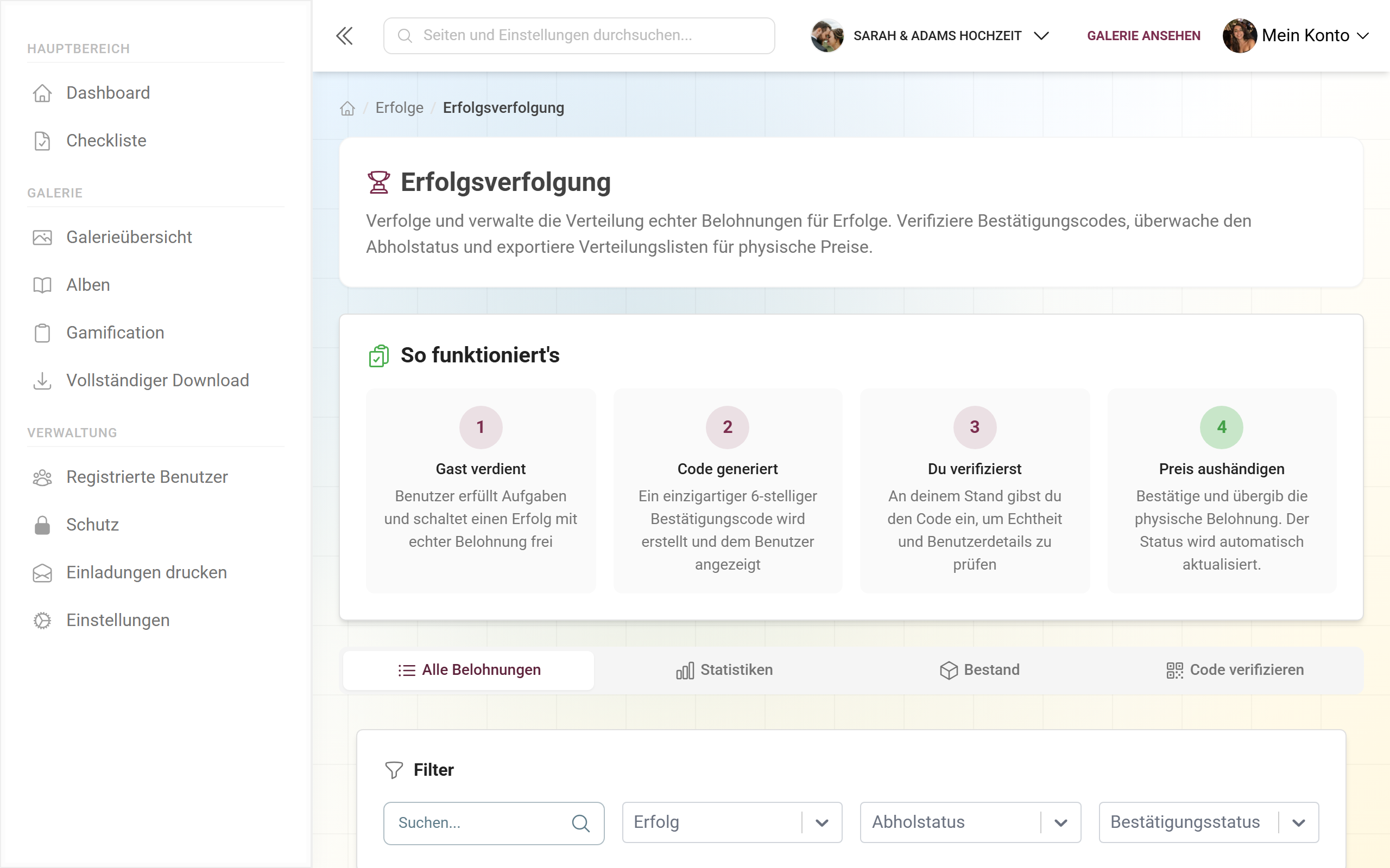 Belohnungs-Tracking zum Einlösen echter Belohnungen
