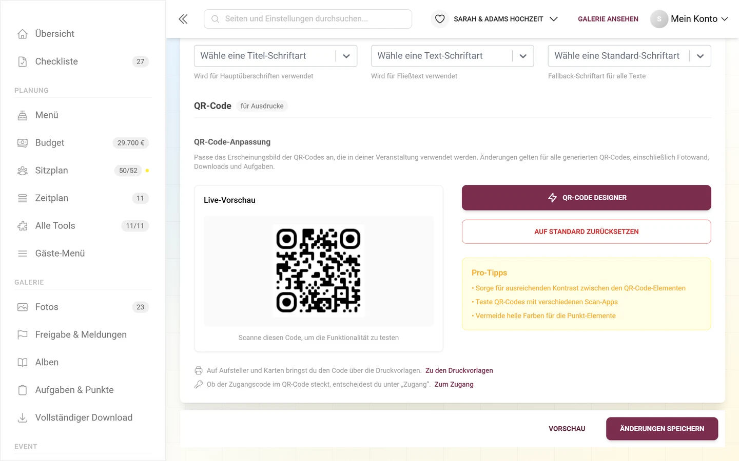 Block QR-Code-Anpassung mit Live-Vorschau, Knopf QR-Code Designer und Pro-Tipps