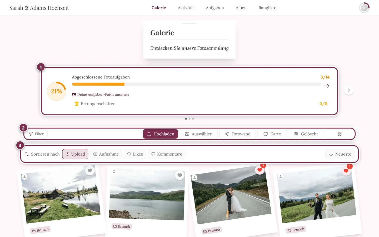 Galerie-Seite mit den Fotos im Raster