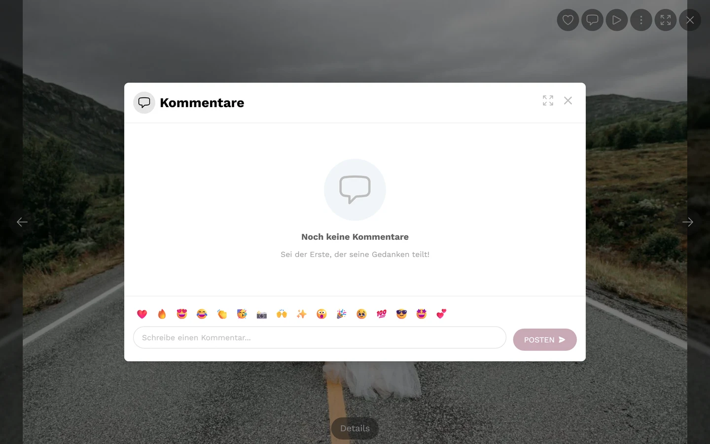 Kommentar-Dialog mit Kommentar, Emojis und Eingabefeld