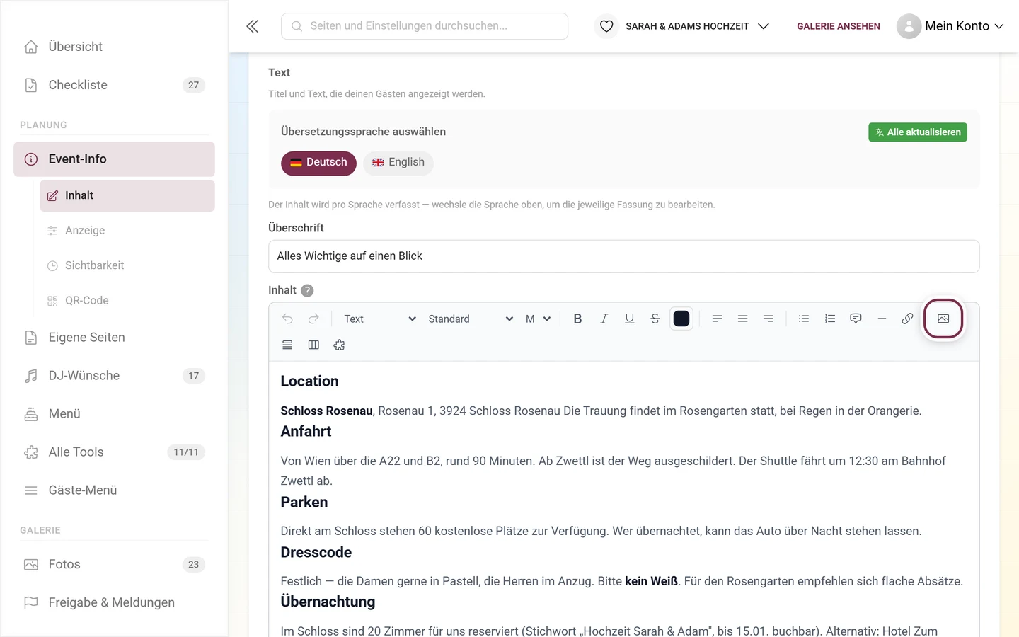 Bild-Knopf der Werkzeugleiste im Event-Info-Editor