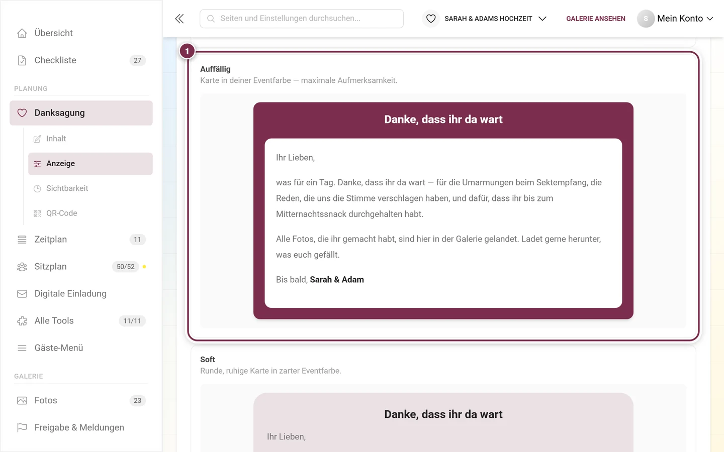 Widget-Stil Auffällig mit Karte in der Eventfarbe