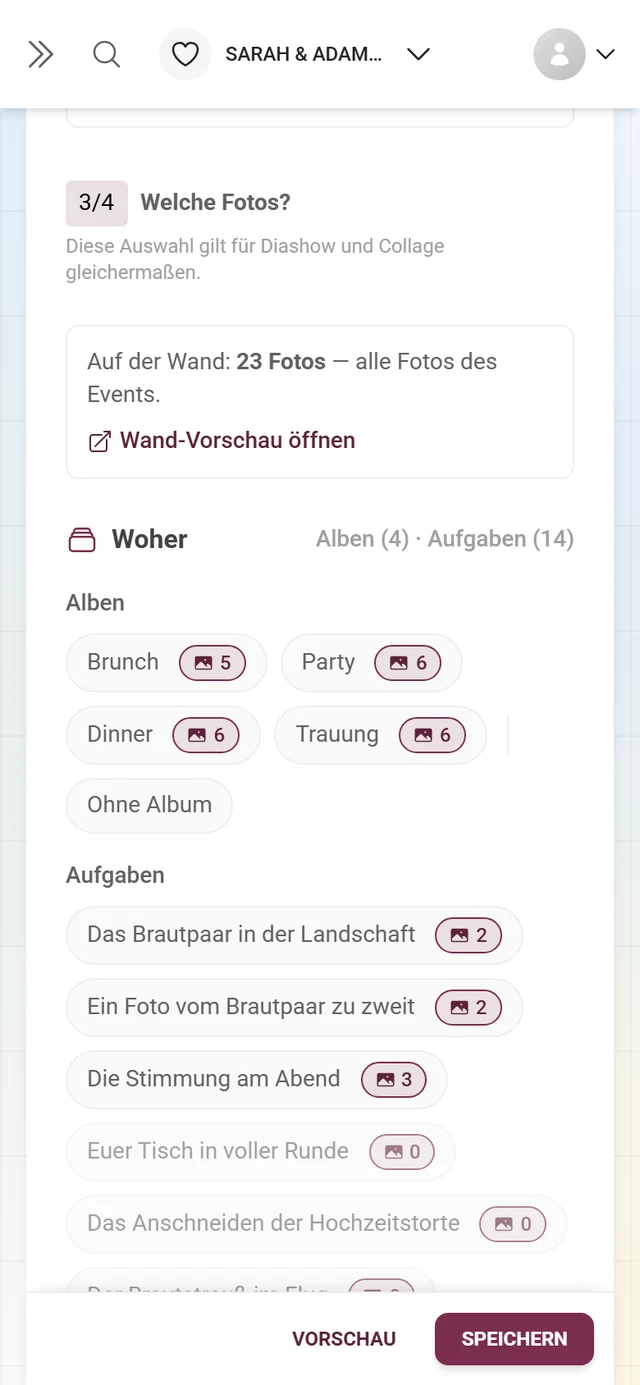 Abschnitt 3/4 Welche Fotos mit Alben, Aufgaben und Medienart