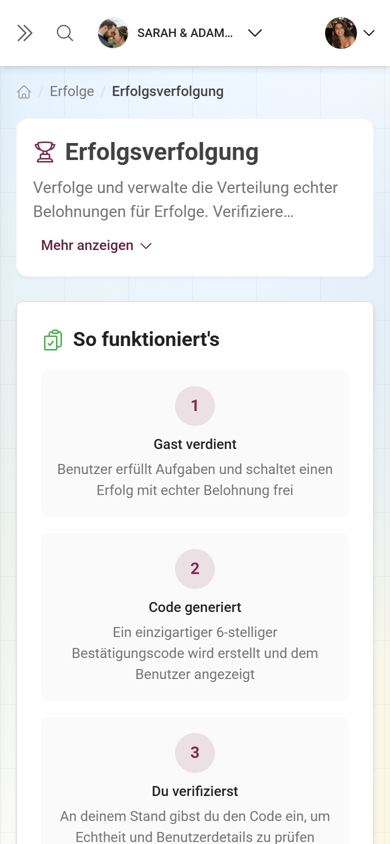 Belohnungs-Tracking zum Einlösen echter Belohnungen