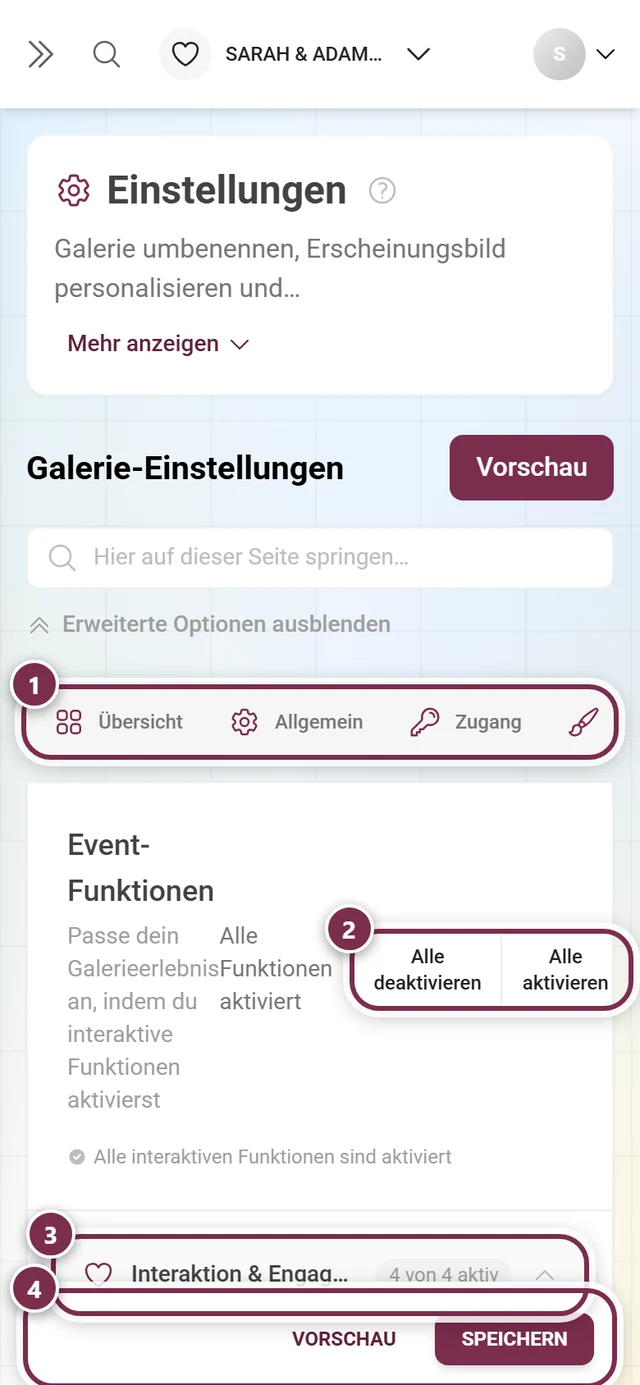 Klappbereich Mitmachen und Punkte mit Foto-Challenges, Auszeichnungen, Punktesystem und Rangliste