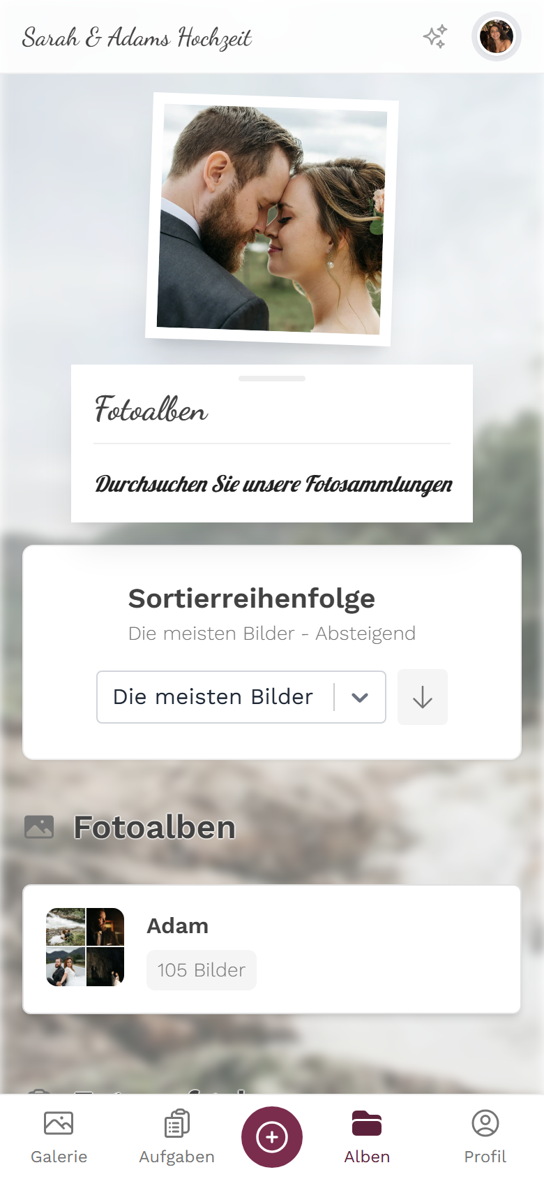 Geöffnetes Sortier-Dropdown mit den fünf Optionen
