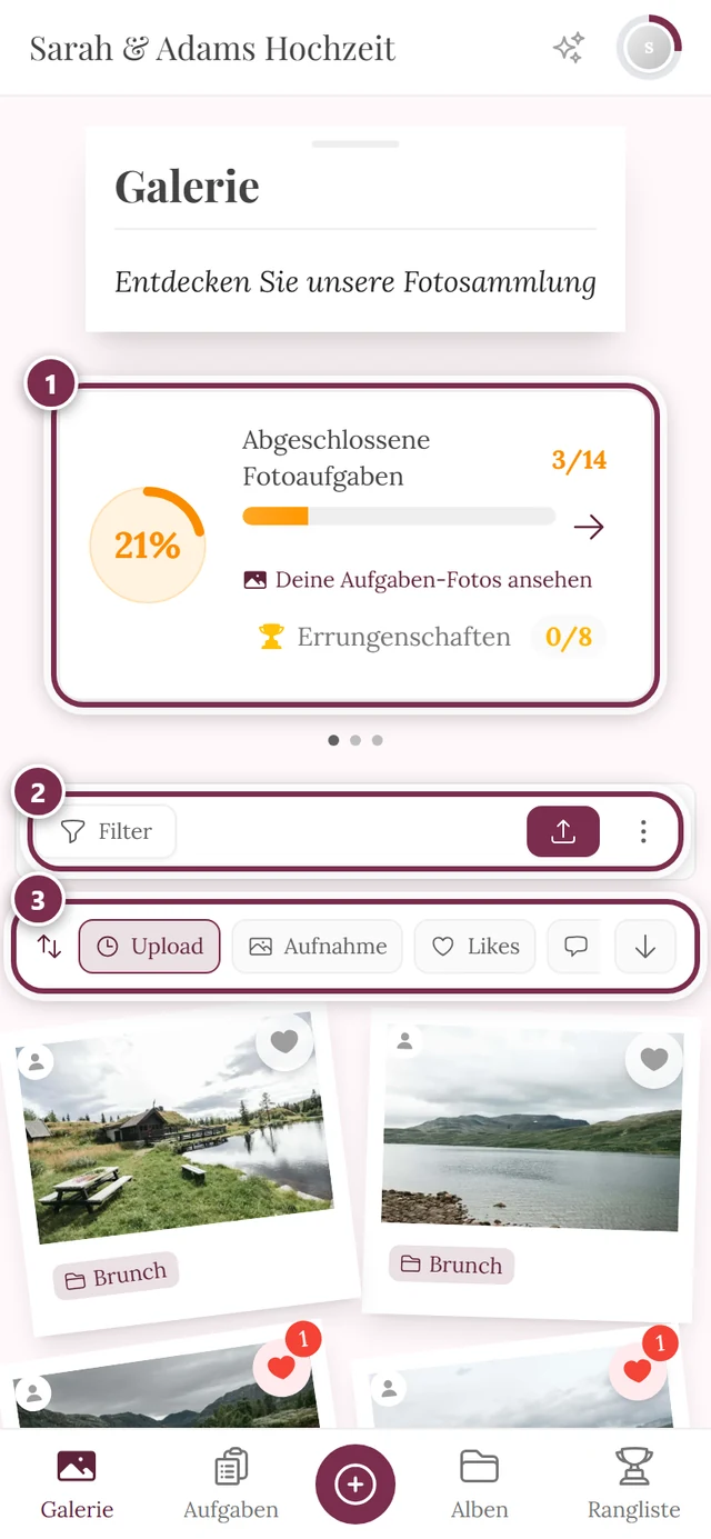 Galerie-Seite mit den Fotos im Raster