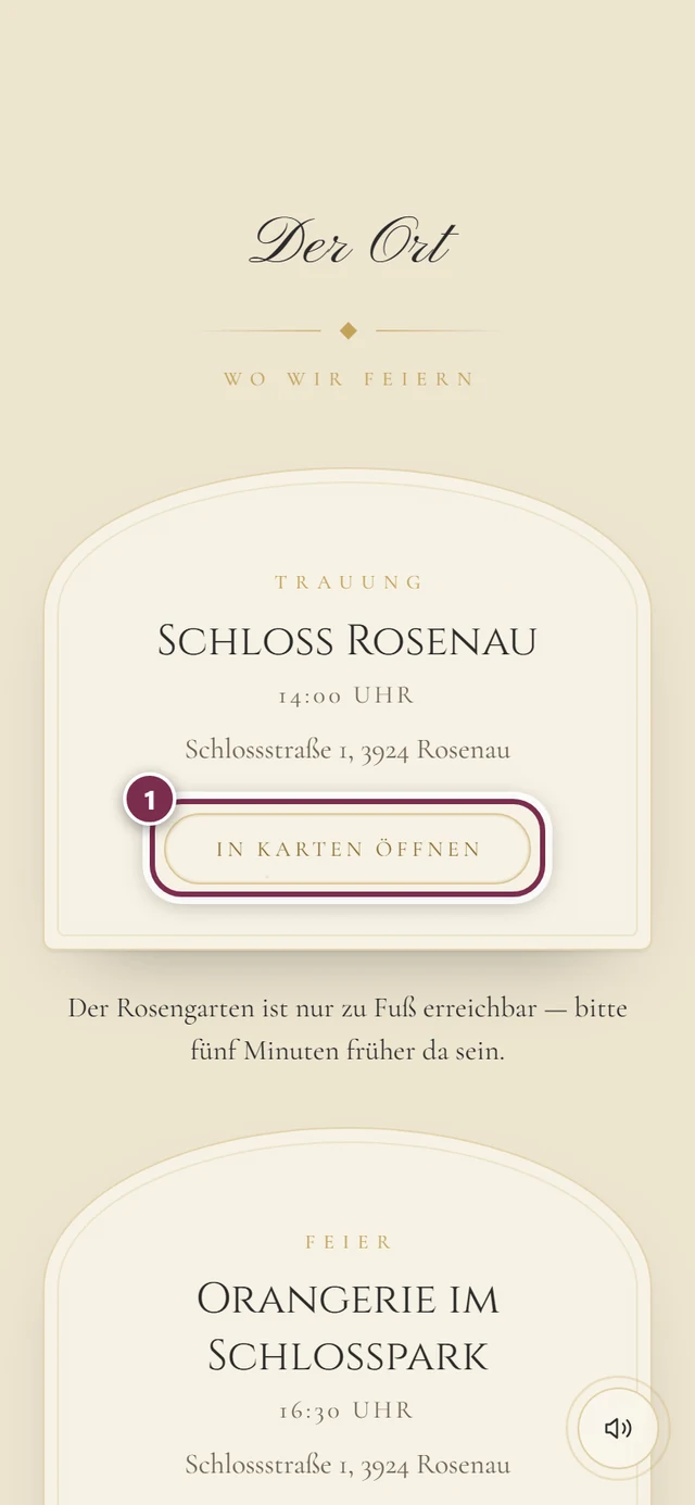 Abschnitt Der Ort mit zwei Orten und dem Ring um den Knopf In Karten öffnen