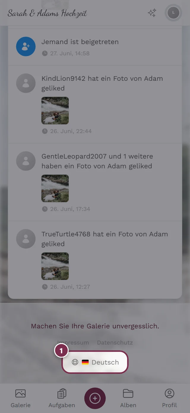 Sprachumschalter markiert