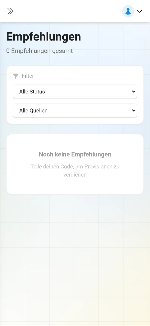 Liste der Empfehlungen mit Status je Eintrag