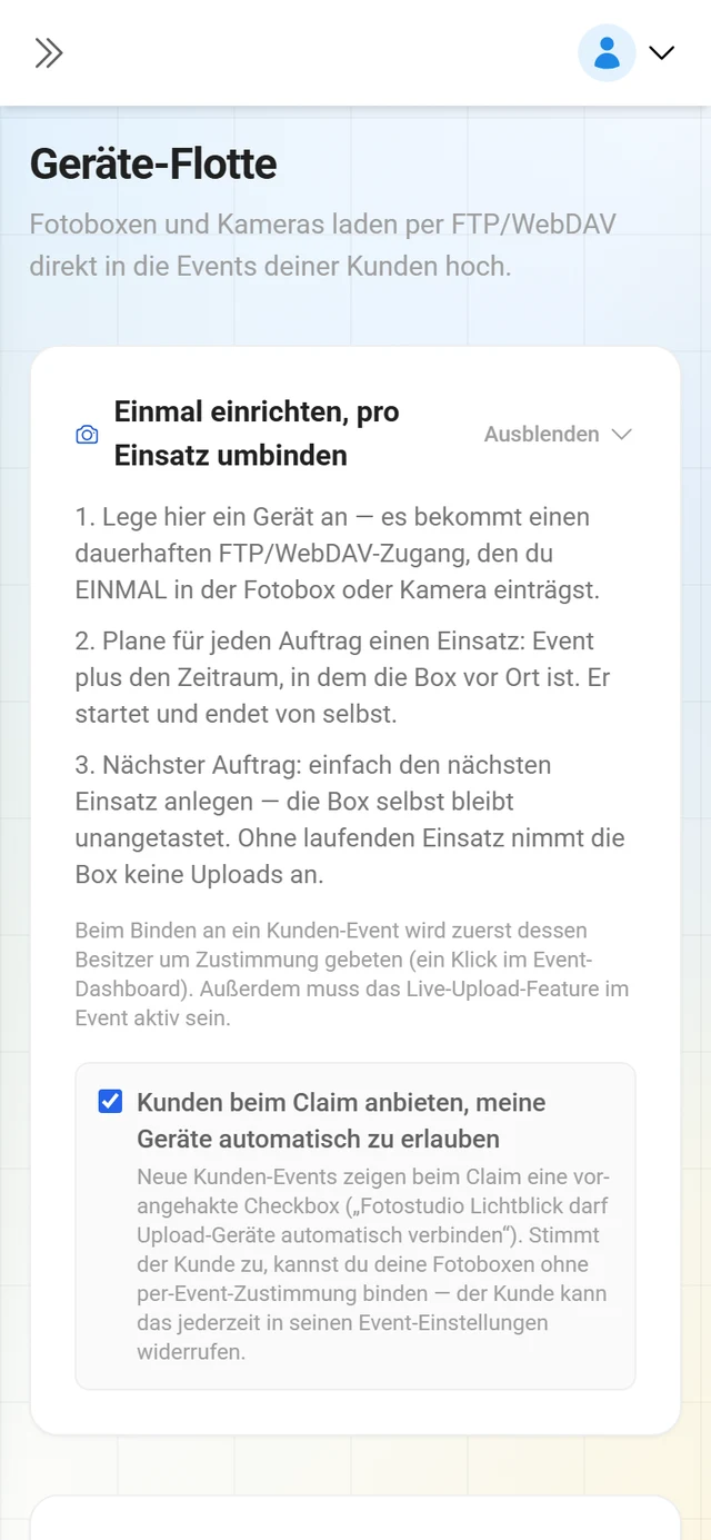 Geräteverwaltung des Reseller-Portals