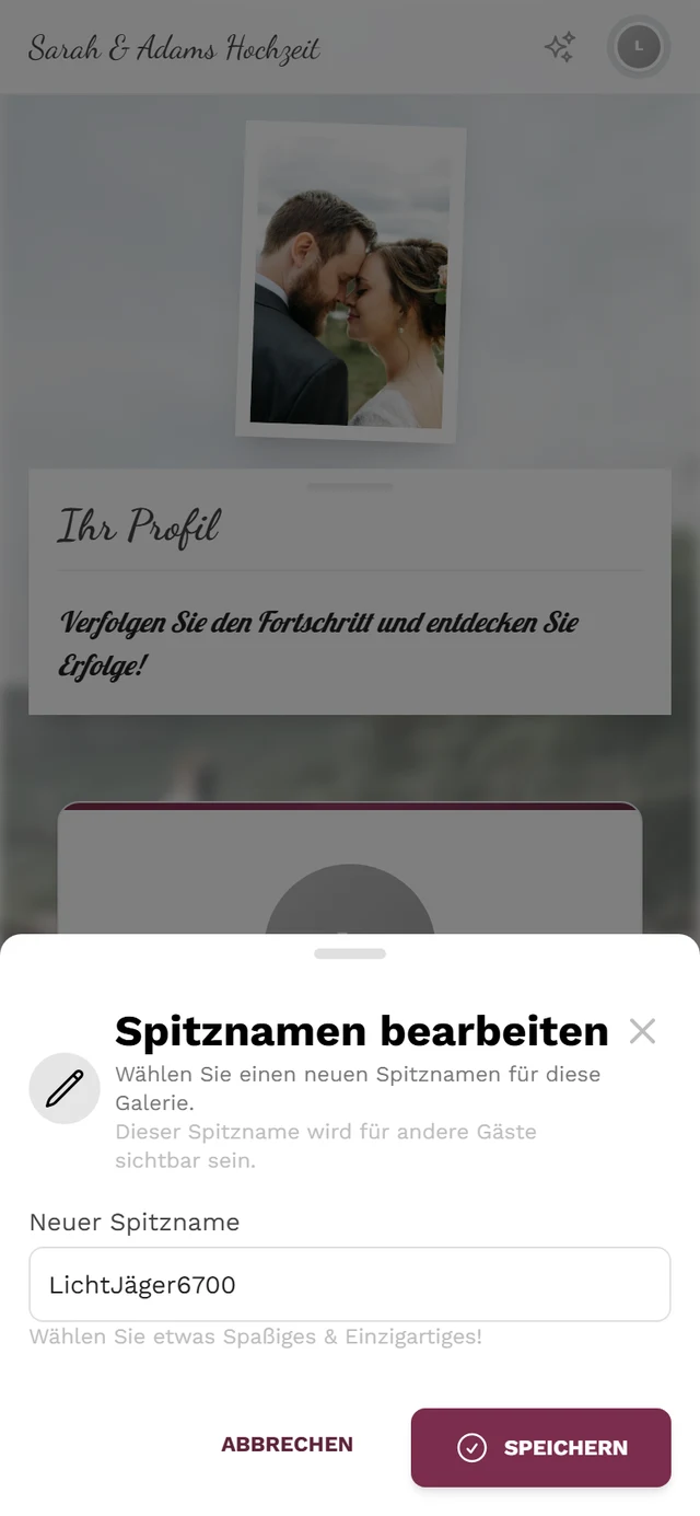 Dialog zum Bearbeiten des Spitznamens