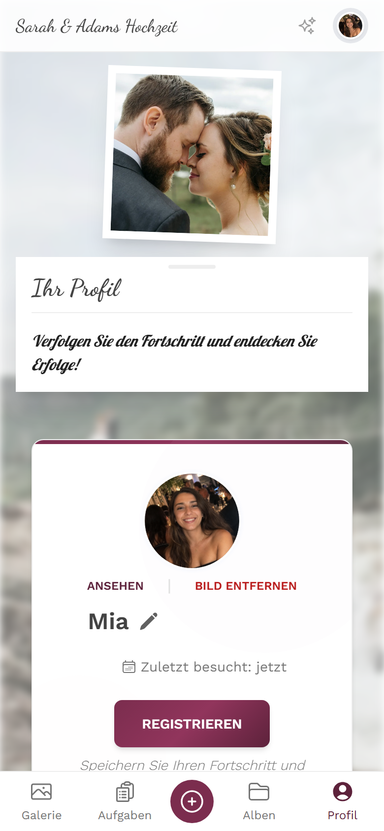 Profilseite mit Name, Statistiken und Erfolgen