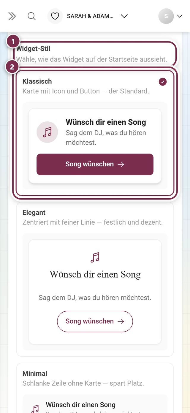 Block Widget-Stil mit hervorgehobener Überschrift und der Karte Klassisch