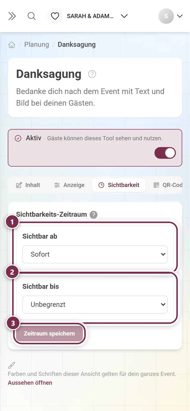 Reiter Sichtbarkeit im Grundzustand mit Sofort und Unbegrenzt