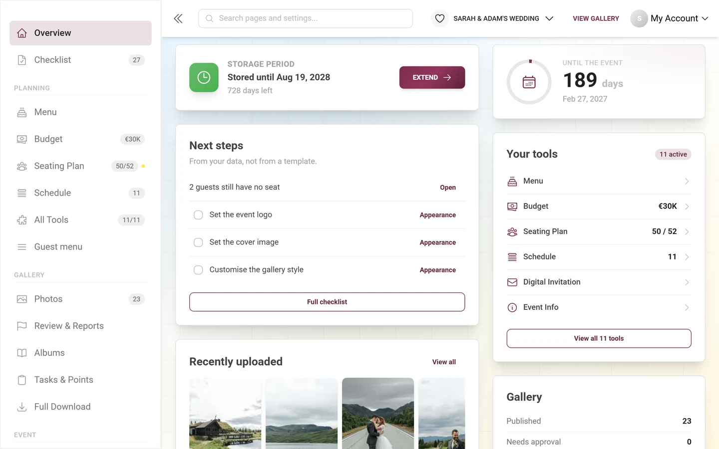 The Next steps dashboard card with derived steps and open tasks