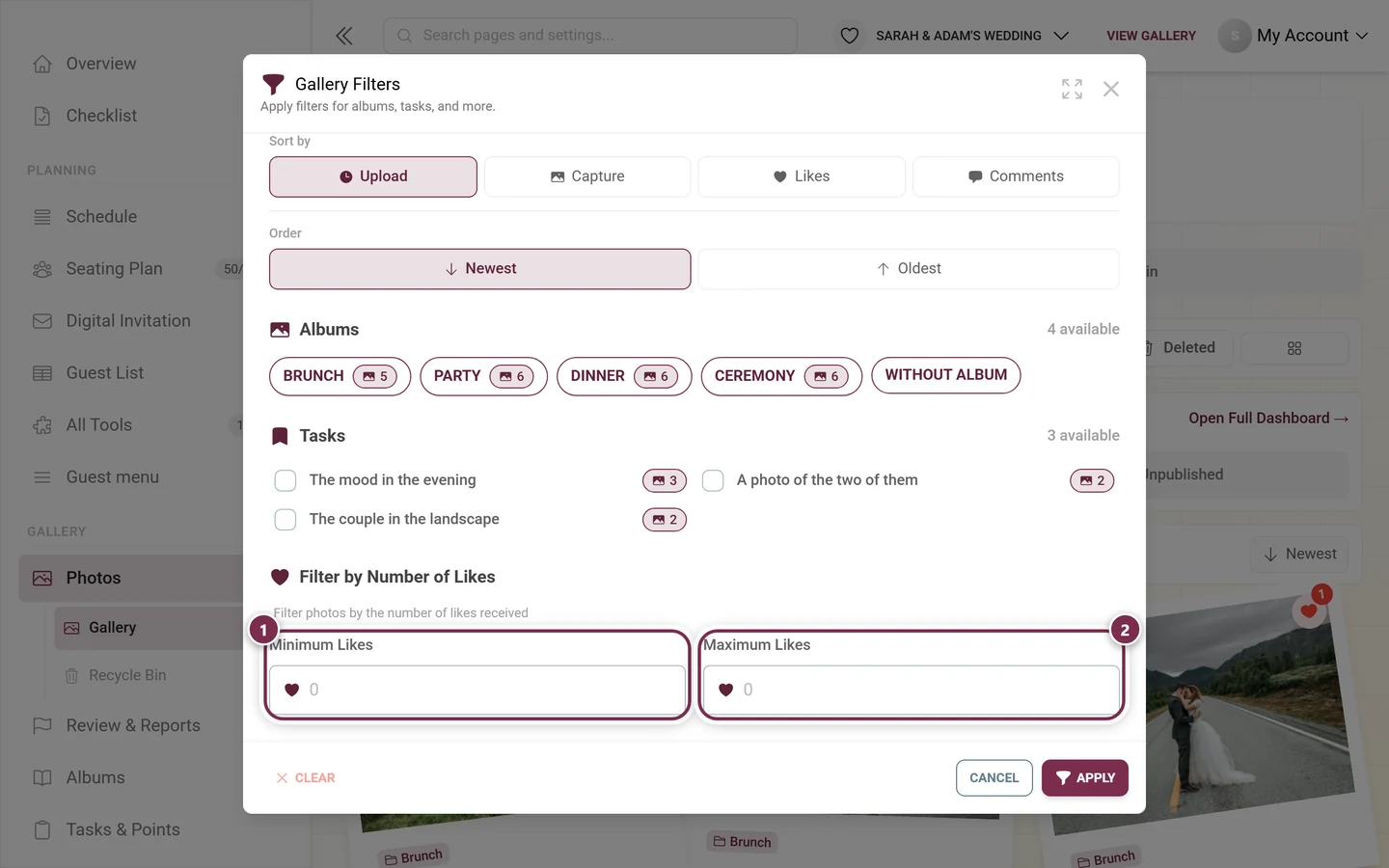 The two number fields for the like count in the lower part of the dialog, both highlighted