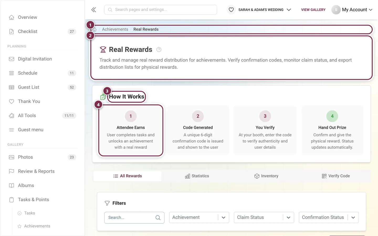 Achievement tracking for redeeming real rewards