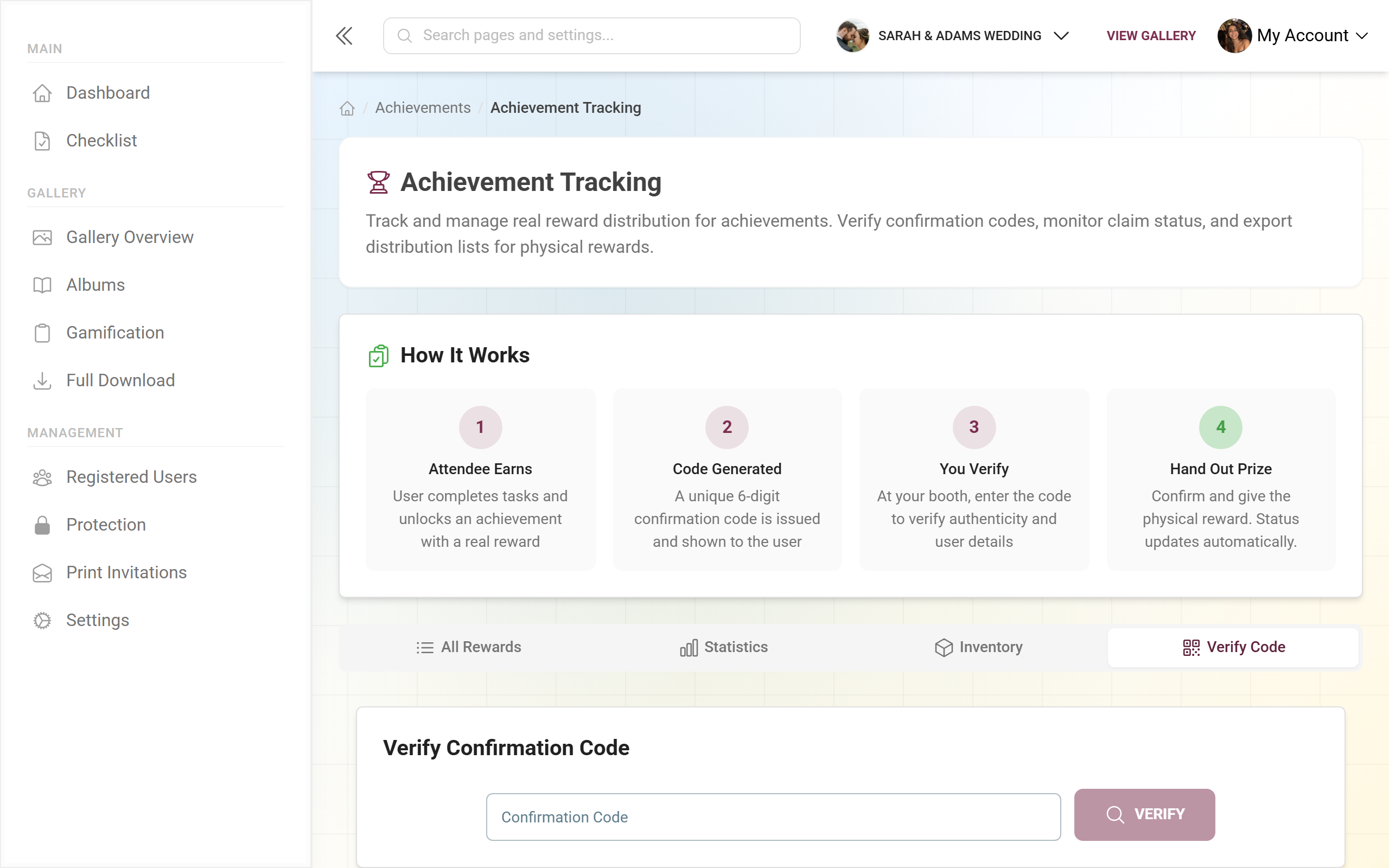 Verify Code tab after a successful check with a valid code and the guest's detail card