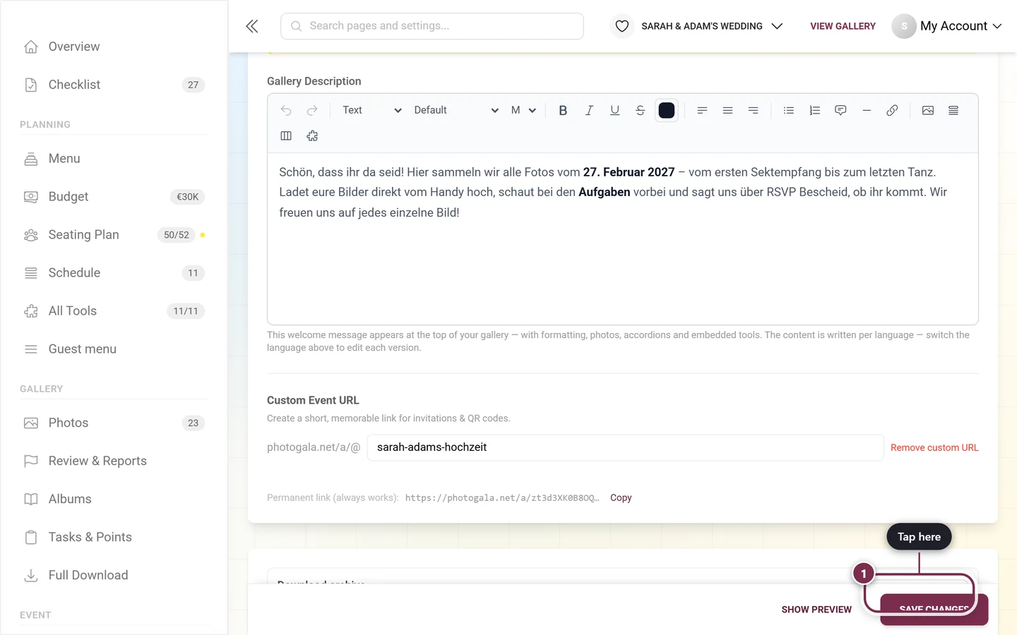 Download archive block with the Go to download link highlighted