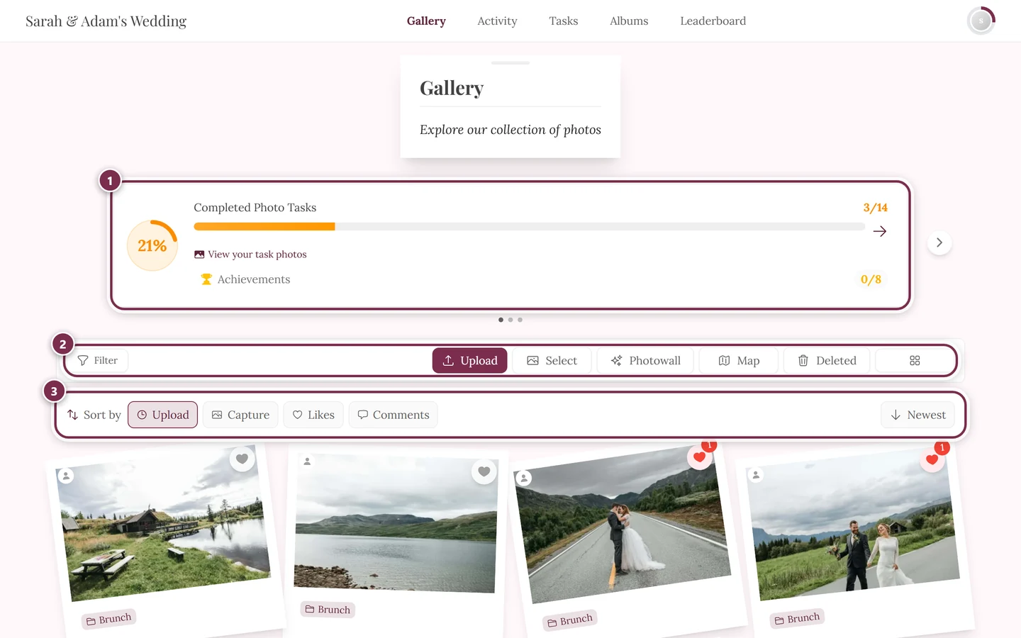 Gallery page with the photos in a grid