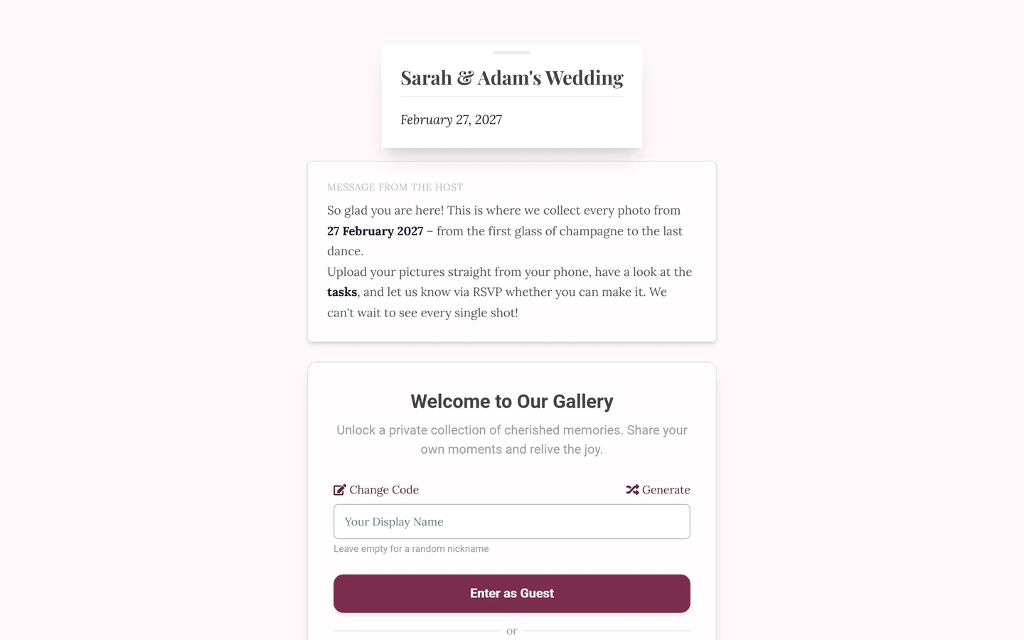 Welcome screen with Enter as guest and Sign in with an account