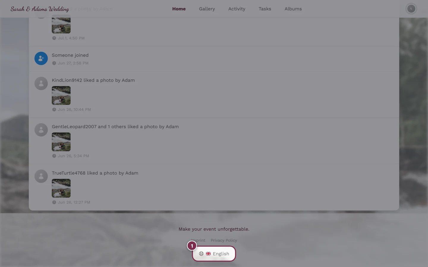 Language switcher highlighted