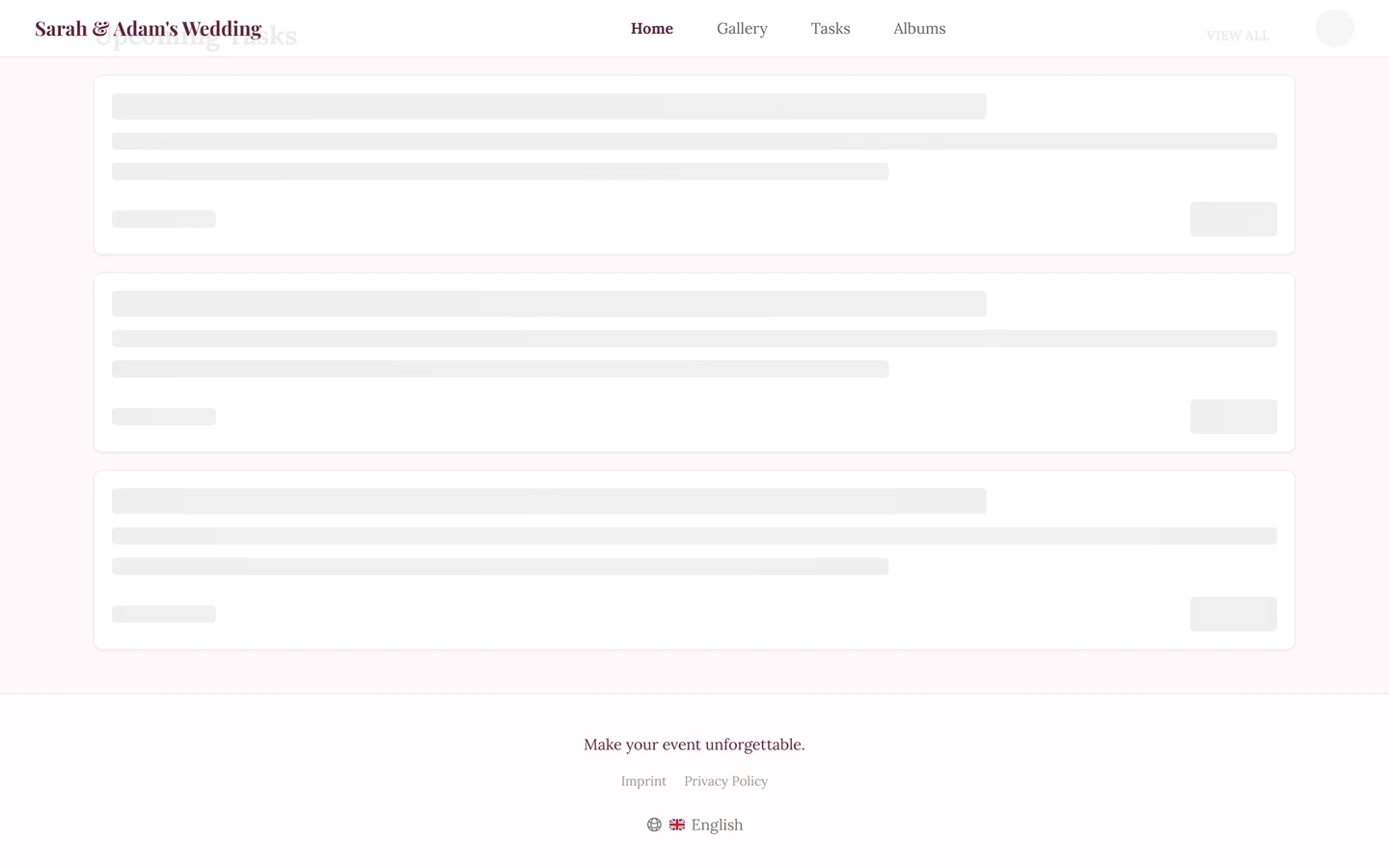 Foot of the event home page with the links Imprint and Privacy