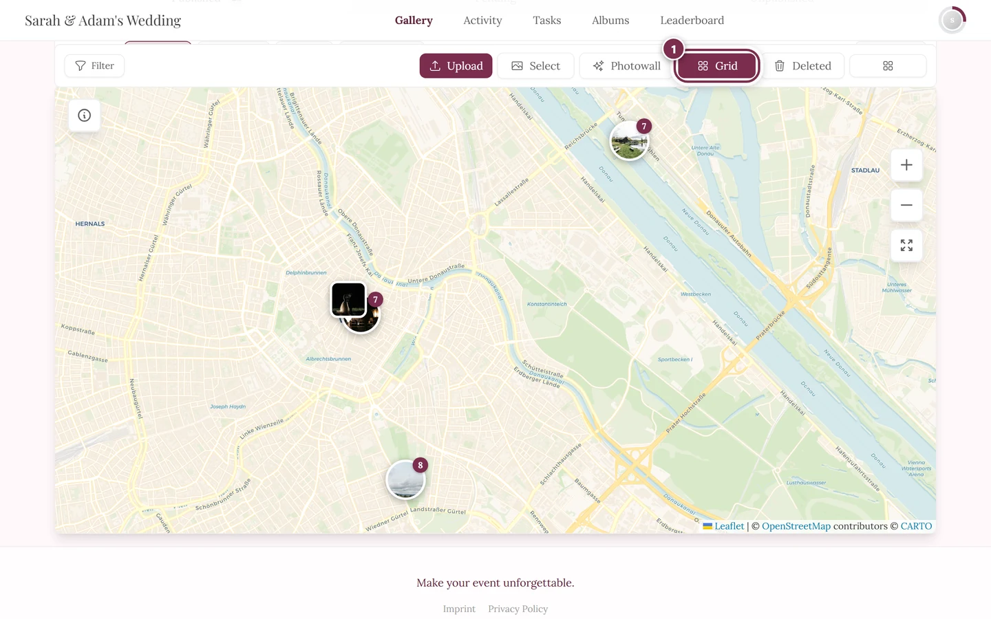 Map view with the Grid button highlighted