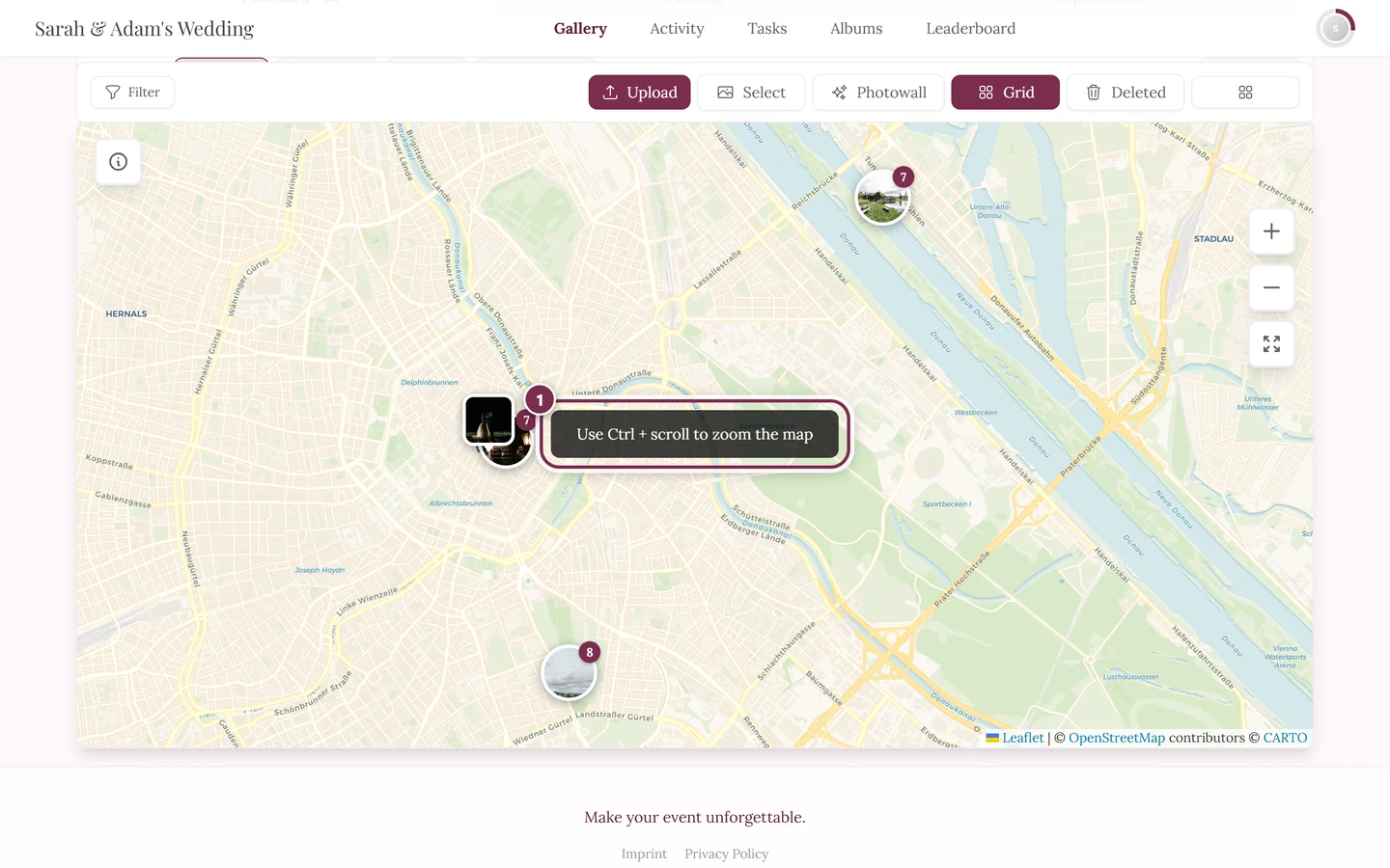 Map with the hint Use Ctrl + scroll displayed