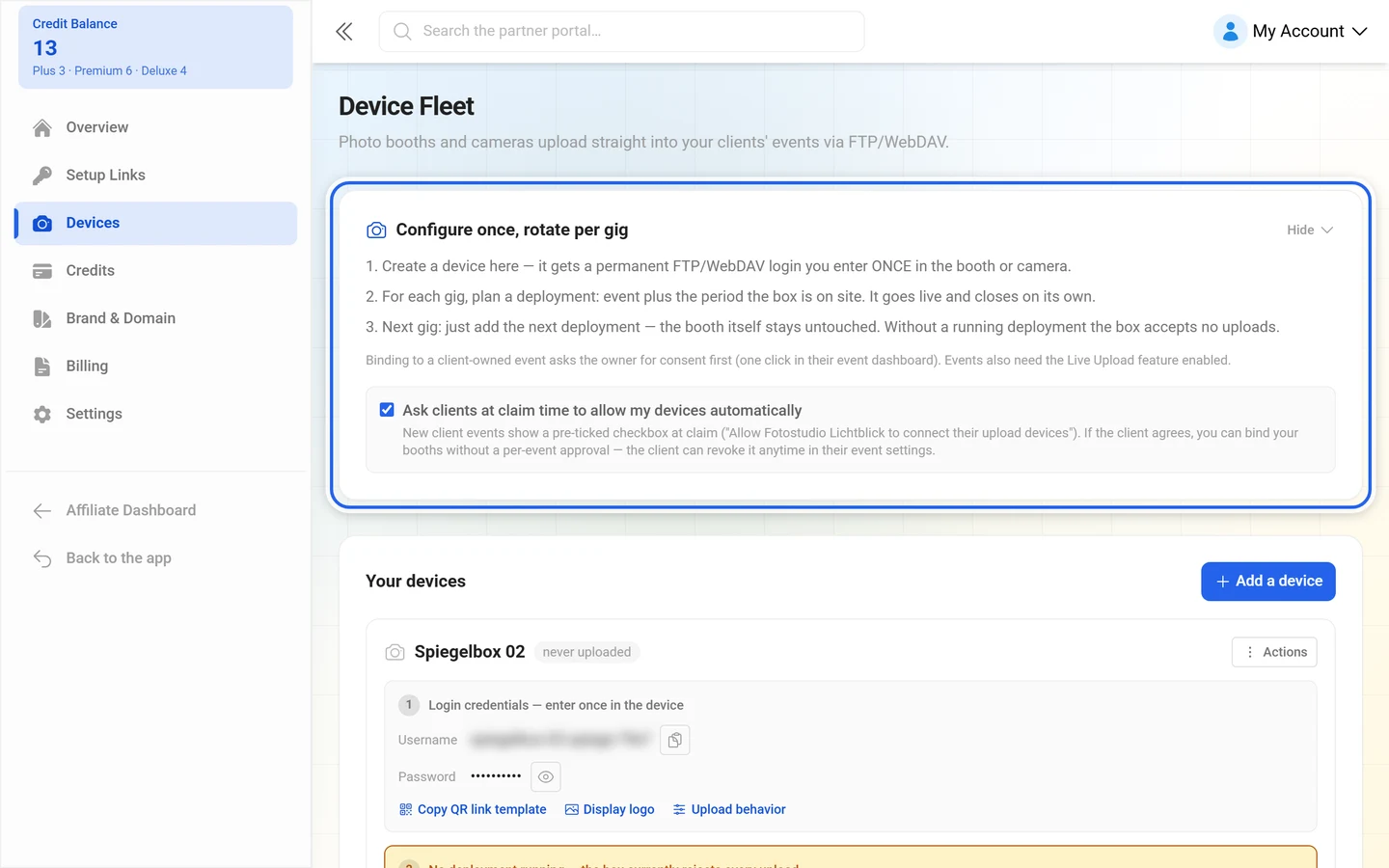 Explainer card Configure once, rotate per gig with its three steps