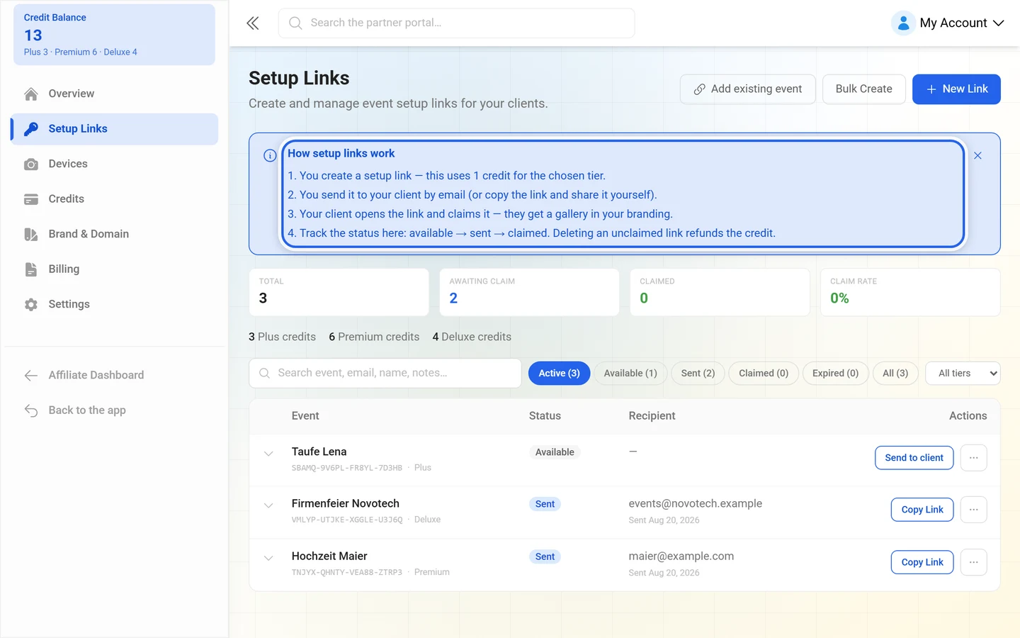 Explainer box How setup links work with four steps