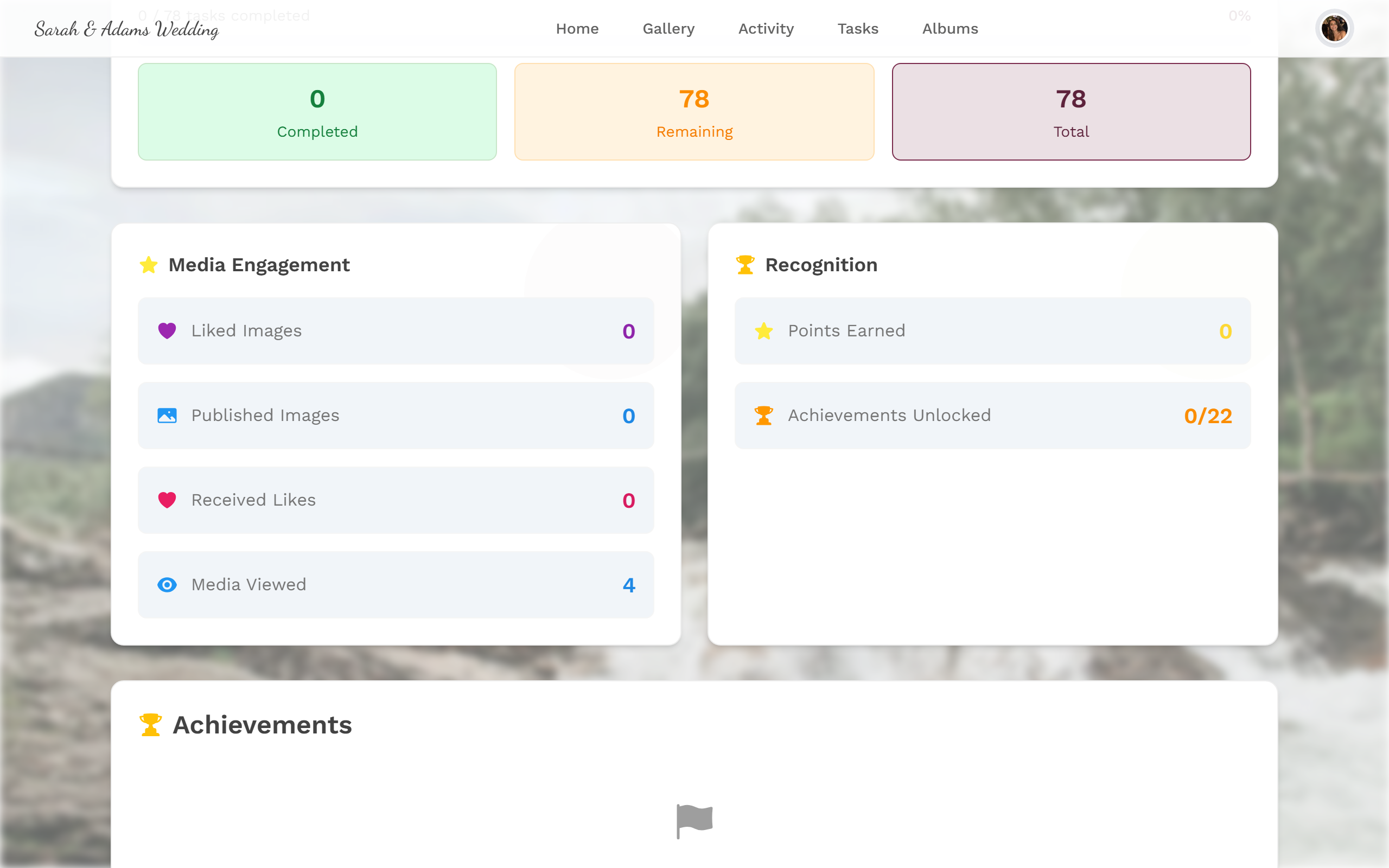 Stat cards for engagement and recognition