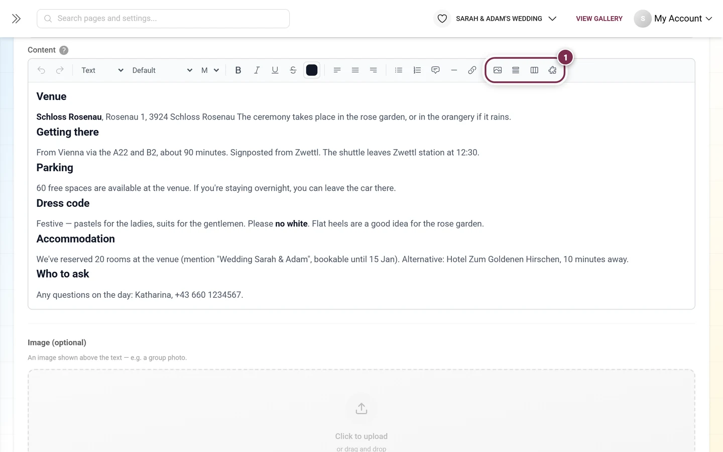 The four insert buttons at the right end of the toolbar
