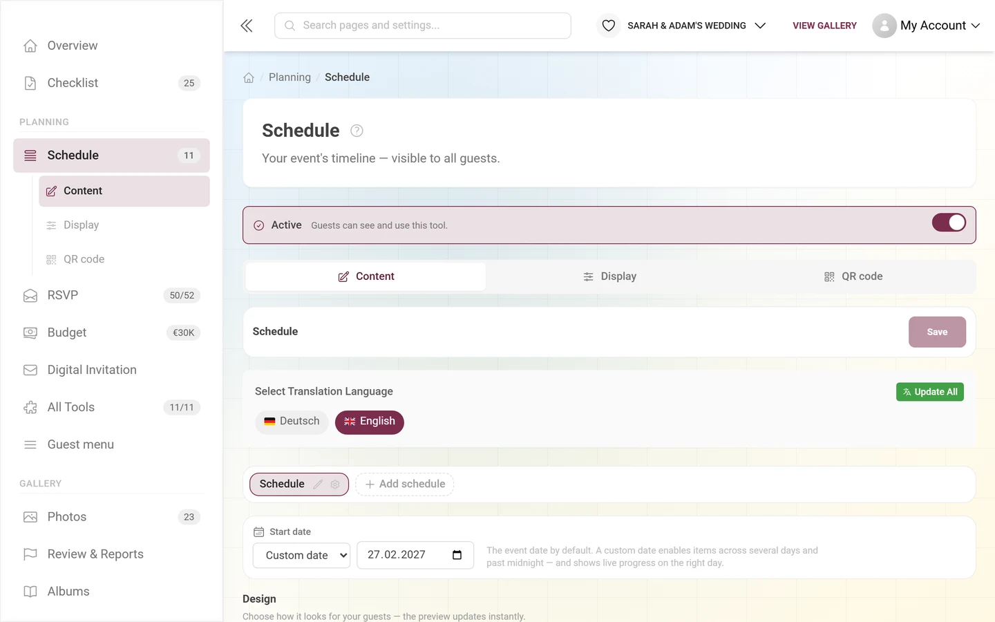 A tool editor with the active strip and the tab bar