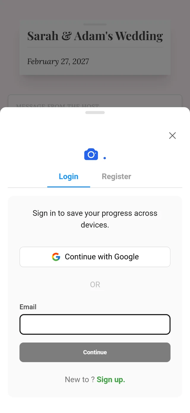 Sign-in dialog with Google and email options