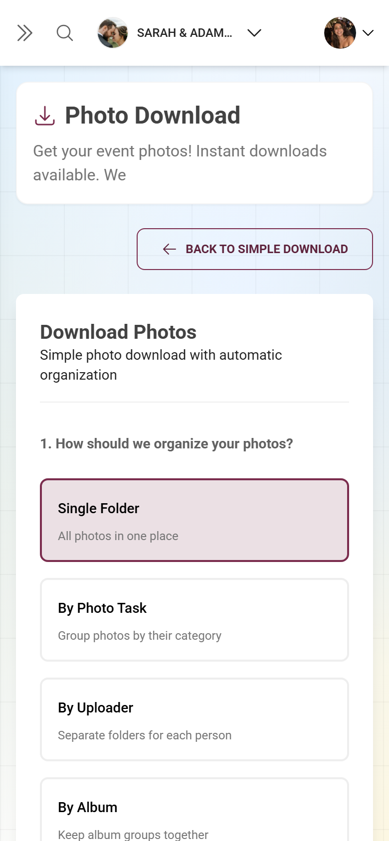 Advanced download with folder structure, filters and selection for the ZIP export