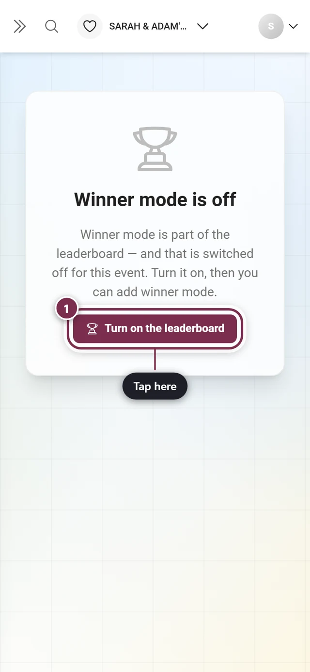 Notice that the leaderboard is switched off with the Turn on the leaderboard button